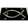 DEEP Engraved Christian Fish Cross Diamond Etched Car Tag Vanity