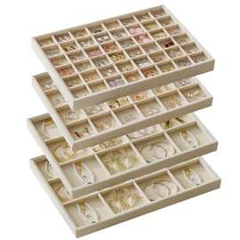 KATISYIO Large Velvet Jewelry Drawer Organizer Trays Set of 4