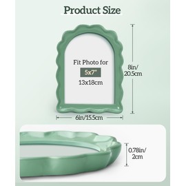 5x7 Picture Frame Green Arch Photo Display Scalloped Flower Colorful Unique Funky Pretty Wall Hang Desktop Home Decor Family Anniversary Birthday Gifts for Mom Women Girls