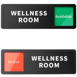 Wellness Room Door Sign Do Not Disturb,Versatile In-Use/Available Slider Sign for Office Home, Meeting Vacant Occupied Privacy Room Sign, Frosted Black 8" x 2.6"