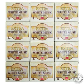 Japan Network HEM Corn Incense, Extra White Musk, Cone Type, Set of 12