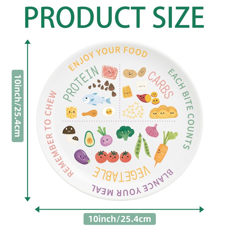 Viynran 10 Inch Portion Control Plate for Adults - Cute