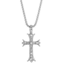 Fatree Cross Necklace for Men Pendant Necklace with Cubic Zirconia Stones Women Necklace