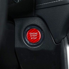 MICROCK Engine Engine Start/Stop Push Start Button Cover Compatible with Toyota Camry Corolla RAV4 Highlander CHR Sienna Avalon GT86 BRZ, Real Carbon Fiber（Red