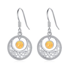 YEESIA Celtic Moon Earrings for Women 925 Sterling Silver Celtic Moon Drop Earrings with Opal Hypoallergenic Jewelry Gifts for Women