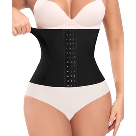 Werkiss Waist Trainer, Women's Corset, Tummy Control Bodice, Shapewear Corset with 3 Rows of Hooks, Corset with 7 Steel Bones, Waist Trainer (#1 Black, Height 24.5 cm, XL)