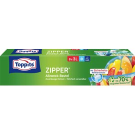 Toppits Pack of 8 3 Litre Clear Zips