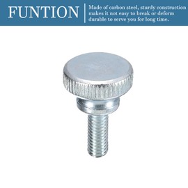 QUARKZMAN M5 x 12 mm Thumb Screw x 5 Pieces Metric Flat Knurled Head Full Thread Carbon Steel for Display Industrial and Home Appliances Industry [Silver Tone]