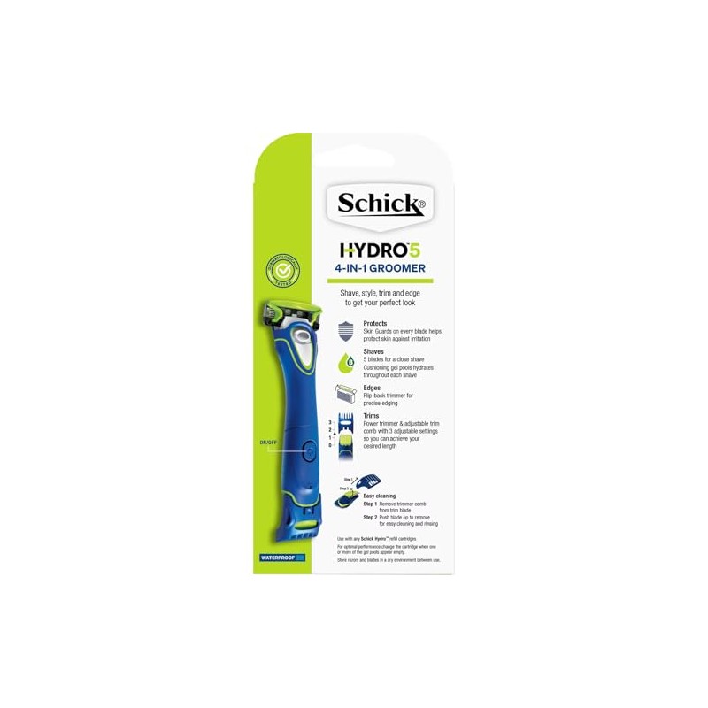 Schick Hydro 5 Groomer Razor Kit for Men, 4-In-1 Power