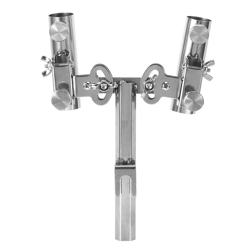AntiRotary Stainless Steel Double Fishing Rod Holder Stepless FineTuning Fishing