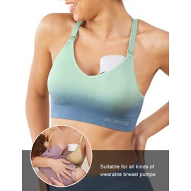 HOFISH Support Nursing Sports Bra Seamless Medium Impact Racerback Nursing Bras Pregnancy Padded Breastfeeding Bra Black/Bluegreen M