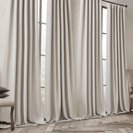 NICETOWN Linen Curtains & Drapes for Living Room 84 inch Length 2 Panels, Pinch Pleated Heat/Light Blocking Room Darkening Curtains Thermal Insulated Window Drapes for Bedroom, Angora, W50 x L84