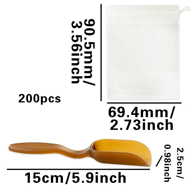 200 Pcs Disposable Tea Filter Bags, 6.94x9.05cm Drawstring Seal Filter
