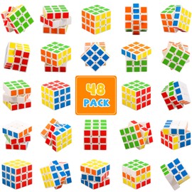 ASONA 48 Pack Mini Cubes Bulk, Puzzle Cubes, 1.18in 3×3×3 White Base Cube Set, Stress Relief Toys, Party Favors Cube, Birthday Party Gifts, Party Supplies for Kids Boys and Girls, Stocking Stuffers