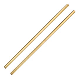 sourcing map Reusable Metal Straws 2Pcs, Stainless Steel Straight Drinking Straw 10.5" x 0.3" Suitable for Milk Shake Beverage Juice - Gold
