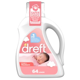 Dreft Stage 1: Newborn Hypoallergenic Liquid Baby Laundry Detergent (HE), Natural for Baby, Newborn, or Infant, 92 Oz (64 loads), Packaging may vary