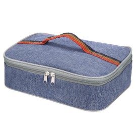 PATIKIL 9"x6"x3" Insulated Lunch Bags, Portable Food Containers Bag Flat Bento Bags Reusable Thermal Lunch Pail for Men and Women, Blue