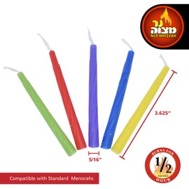 Ner Mitzvah Bulk Colorful Chanukah Candles 50-Pack - Standard Size Fits Most Menorahs - Premium Quality Wax - Assorted Colors - Bulk Pack for All 8 Nights of Hanukkah