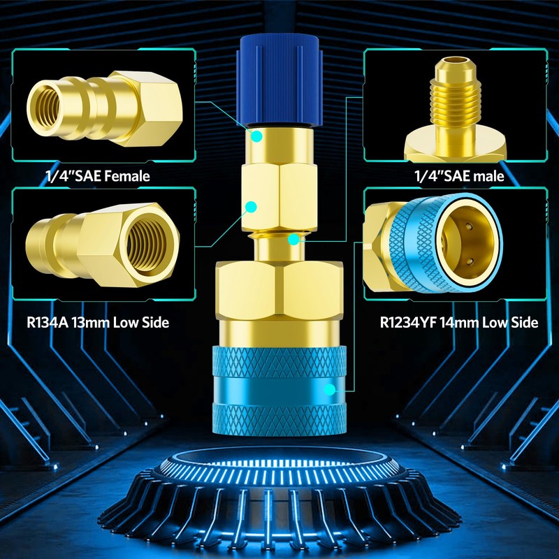 HTOMT R1234yf Adapter Kit, R134a to R1234yf Quick Coupler Conversion