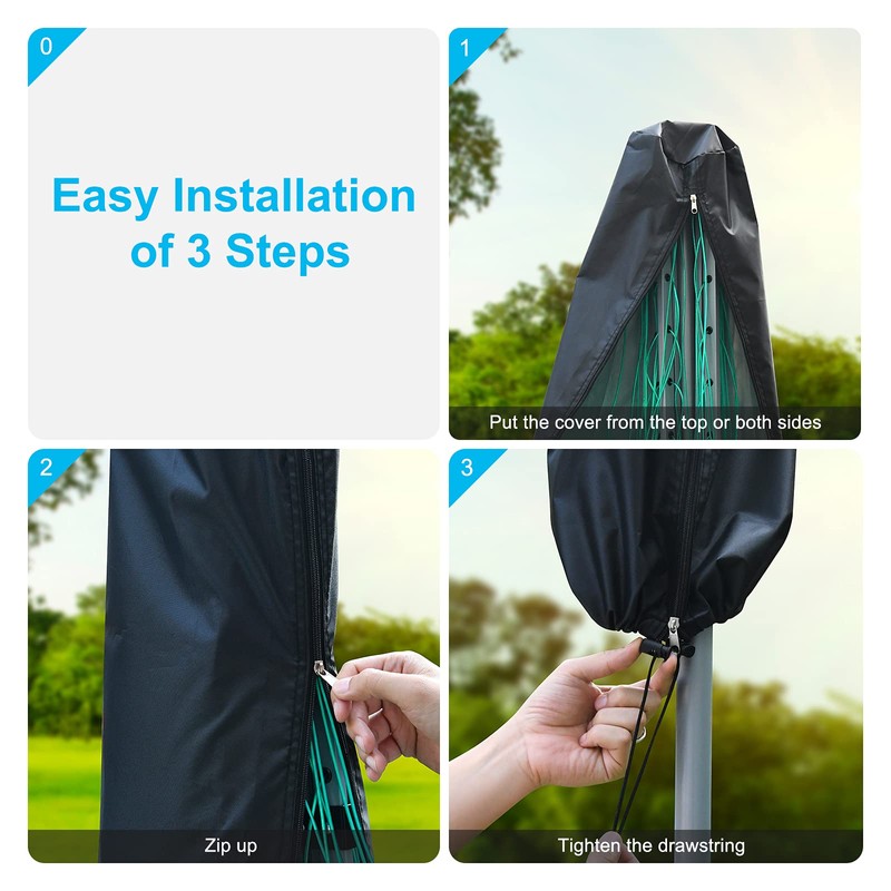 Mrrihand Rotary Washing line Protective Cover, Black, 200cm