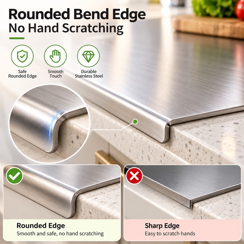Stainless Steel Cutting Board for Kitchen Prep – Anti-Slip Edge