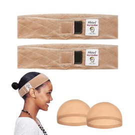 Heerf Adjustable Velvet Wig Grip Comfort Band, Wig Liner Headband, Headband Holder for Wigs for Men Women 2 Pack