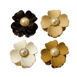 French Flower Claw Hair Clips - ShiningUU 4 Pcs Flower Hair Claw Clips for Women | Non-Slip Strong Hold Hair Flowers Clips, Cute Hair Accessories | Medium Hair Claw Clips for Thin to Thick Hair