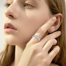 VONALA Witches Knot Ring Sterling Silver Celtic Knot Moonstone Ring Nudo de Bruja Plata Witch Jewelry Gift for Women Teens Girls, 7, Sterling Silver, Moonstone