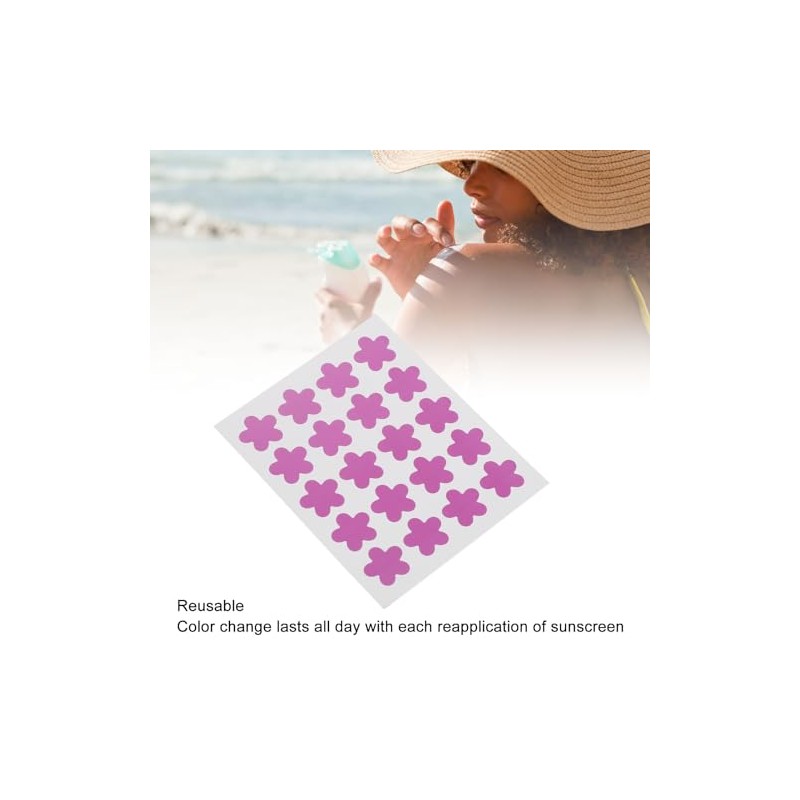 120 Pegatinas de Detección UV para Protector Solar, Parches Reutilizables