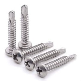 Glvaner M4.2 x 32mm Pan Head Phillips Drive Self Drilling Screws, 410 Stainless Steel Sheet Metal Screws, Self Tapping Screws with Dovetail Tails, Pack of 60