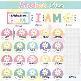 FYSUIMU 25Pcs Spring Pastel Daisy Affirmation Station Bulletin Board Set Growth Mindset Boho Groovy Daisy Cutouts for Back to School Classroom Chalkboard Wall Decor