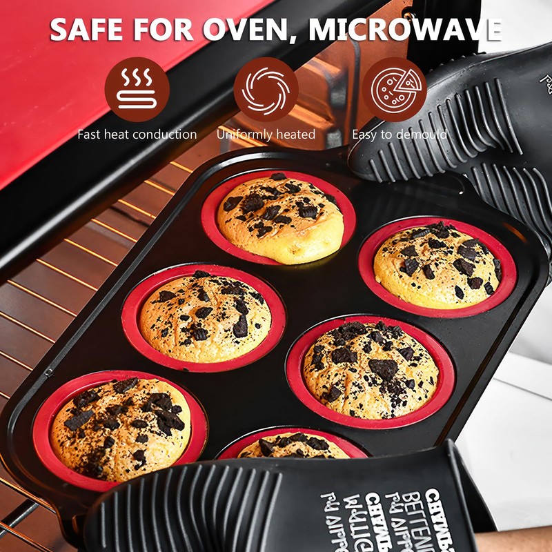 2 Pack Nonstick Cup Muffin Tray, 6 Cups Silicon Muffin