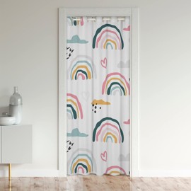 Loussiesd Rainbow Door Curtain for Doorway Privacy 86x203cm Colorful Stripes Closet Door Cover Curtain Multicolor Room Curtain Heart Love Room Divider Curtain Cover Pink White Blue Window Treatments