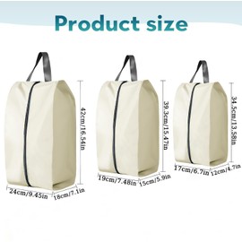 CJWLKJ 6Pcs Multi-Size Travel Shoe Bags Portable Travel Gifts Shoe Organizer with Zipper Closure, Waterproof Nylon Shoe Storage Organizer with Handle Travel Bags for Men and Women, Beige