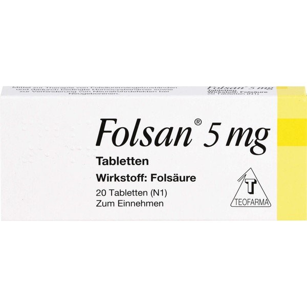Folsan 5 mg Tabletten bei Folsäuremangelzuständen, 20 pcs. Tablets