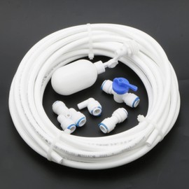 Pxyelec 10M Water Supply Pipe, Refrigerator Water Hose Connector Set, Adjustable Float Ball Valve for Aquariums and European Style Double Fridge