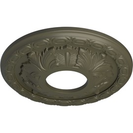 11 3/8"OD x 3 5/8"ID x 1 1/8"P Leaf Ceiling Medallion (Fits Canopies up to 4 3/4"), Hand-Painted Witch Hazel