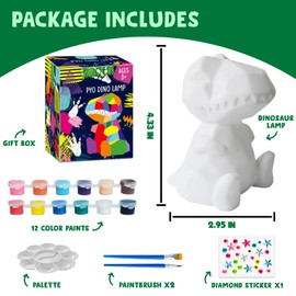 Goodyking Paint Your Own Dinosaur Lamp Kit, DIY Night Light, Arts & Crafts for Teens Girls Boys, Painting Kit for Kids, Room Decorations, Christmas Crafts Birthday Gifts for Kids Ages 3 4 5 6 7 8 9
