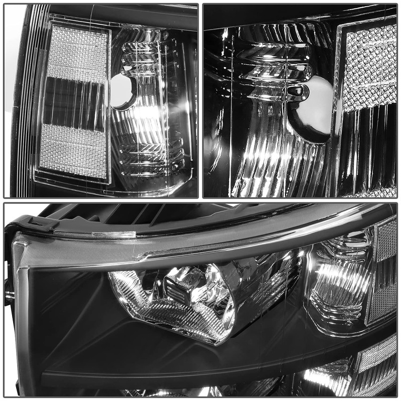 DNA Motoring HL-OH-CSIL07-BK-CL1 Pair of Black Housing Headlights Compatible with