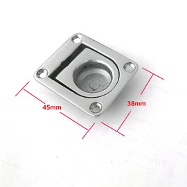 JY-MARINE 45X38mm Square Flush Pull Ring Handles,Recessed Boat Hatch Latch Cabinet Flush Mount Lifting Ring Pull Handle,Stainless Steel 316 Hidden Recessed Furniture Handle,2 Pack