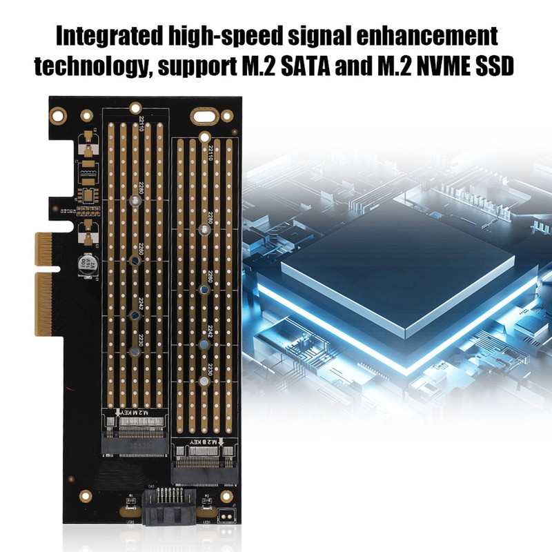 PCIE to M.2 SATA+NVME Dual Disk Expansion Card for 2230