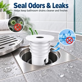 Drain Pipe Seal Ring for Sink & Washing Machine – 35–40/45–50/70–75mm Floor Drain Connector in Gray or White