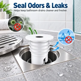 Drain Pipe Seal Ring for Sink & Washing Machine – 35–40/45–50/70–75mm Floor Drain Connector in Gray or White