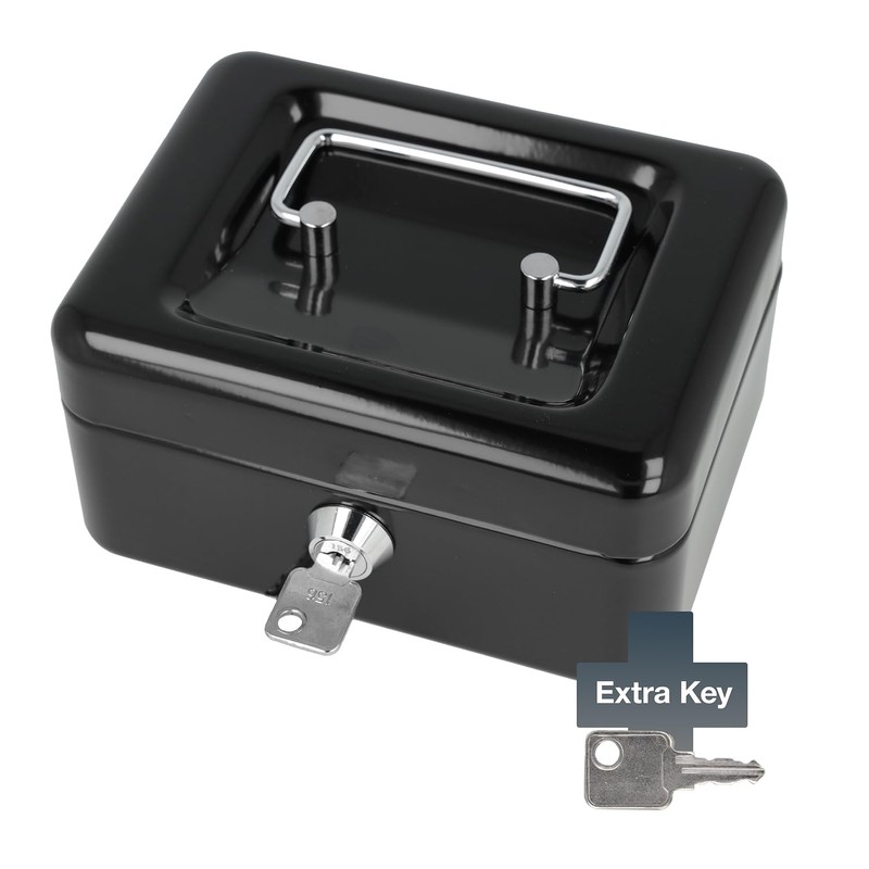 Westcott Lockable Cash Box (compact, 15 cm) Black | Lockable