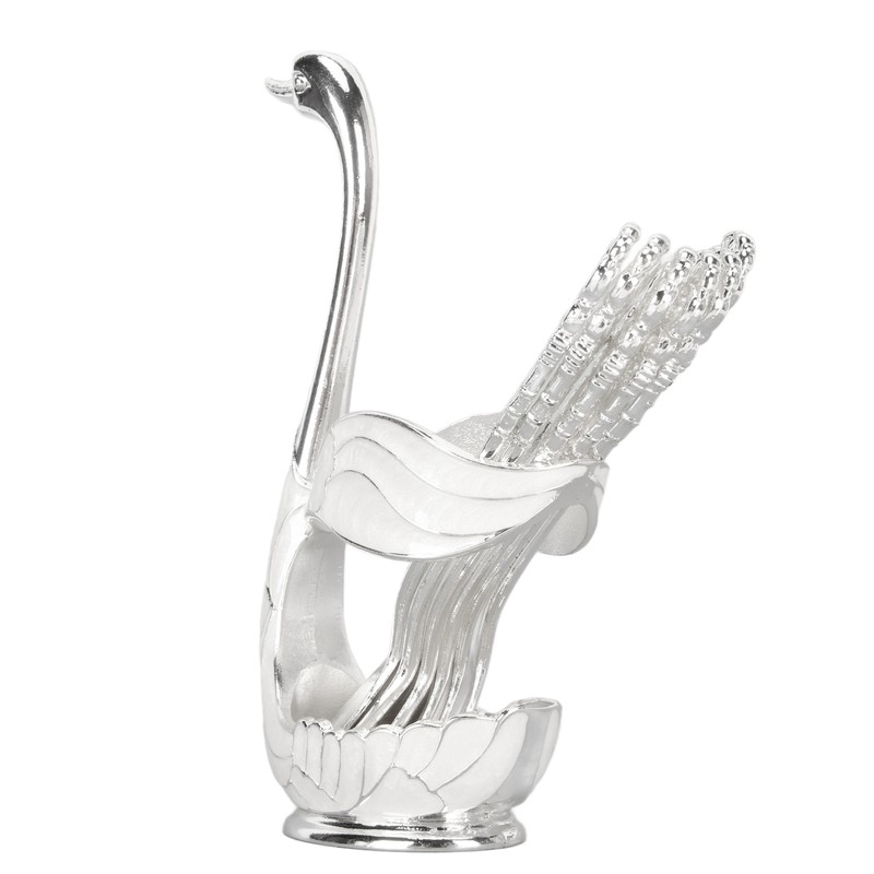 Silver Swan Dinnerware Set Swan Base Holder Teaspoon Cutlery Set