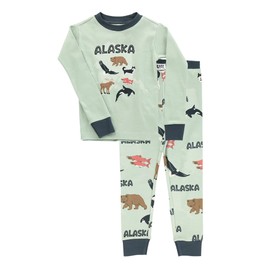 Lazy One Warm Long-Sleeved Kids' Pajamas for Girls and Boys, Funny Kids' Pajama Sets, Cozy, Comfy (Alaska, 6)