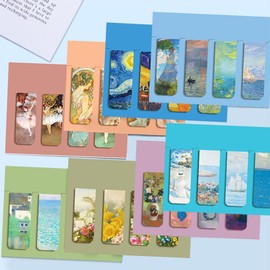 Lumbor37 Separador de Libros, Marcapáginas para Hermosas pinturas, Marcadores Página Magnéticos, Marcadores de Impresión de Arte de Pintura para el Van Gogh Monet, Clips Página Magnéticos(16P)