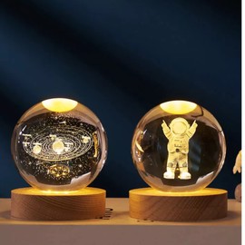 Pozbee LED Globe Lamp Teddy Bear Night Table Lights, Small Desk Lamp Crystal Ball, Unique Christmas Gift Ideas, Sphere Moon Lamp (Bear)