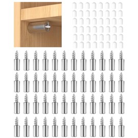 Shelf Brackets, Pack of 48 Shelf Holders, Safety Shelf Brackets, Shelf Pins, Nickel-Plated, Shelf Holder for Kitchen Cabinet, Bookcase, Cabinet, Furniture Cabinet