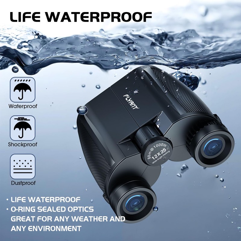 12x25 High Powered Binoculars for Adults, Waterproof Compact Binoculars with